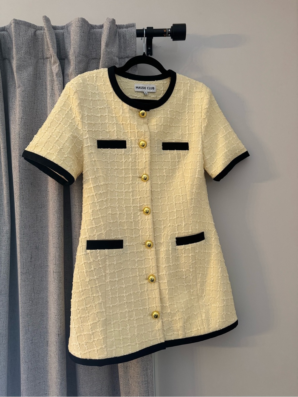 Taylor Matelasse Dress in Butter Yellow Black